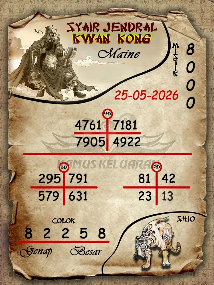 Syair Jendral Kwan Kong Maine 25 05 2026