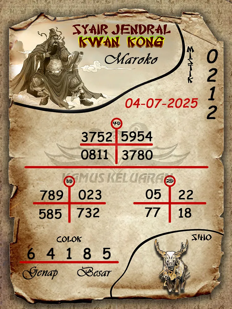 syair jendral kwan kong Maroko 04 07 2025
