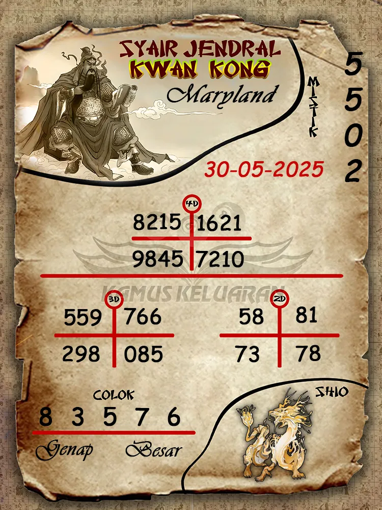 syair jendral kwan kong maryland 30 05 2025
