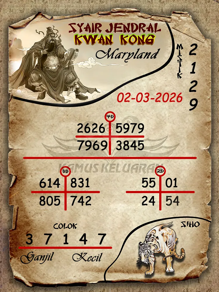 Syair Jendral Kwan Kong Maryland 02 03 2026