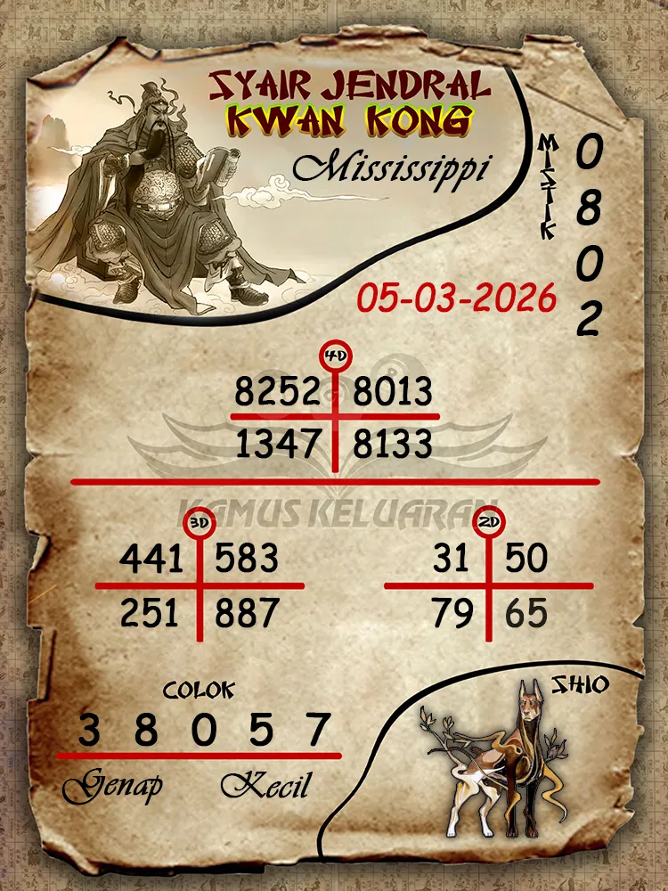 Syair Jendral Kwan Kong Mississippi 05 03 2026