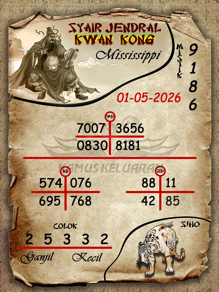Syair Jendral Kwan Kong Mississippi 01 05 2026