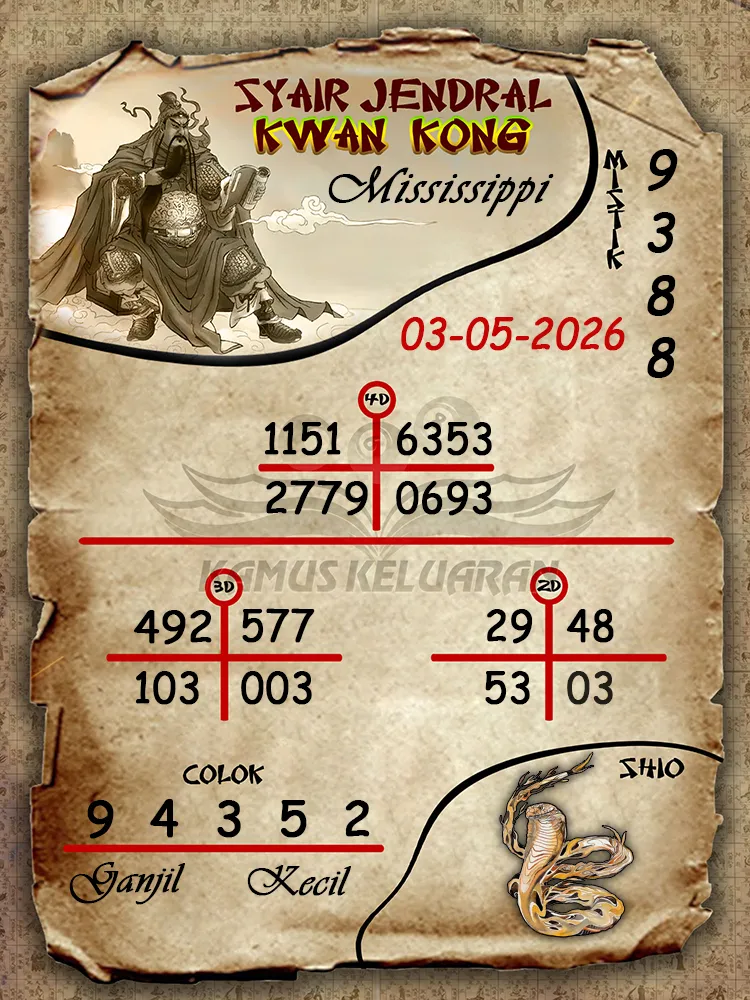Syair Jendral Kwan Kong Mississippi 03 05 2026