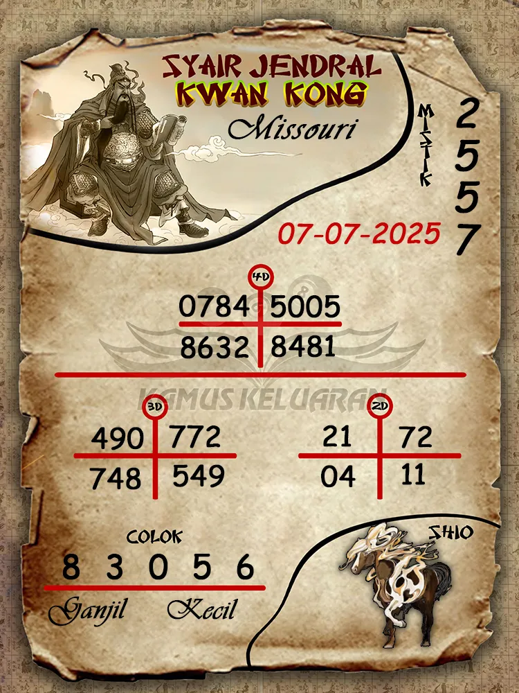 syair jendral kwan kong Missouri 07 07 2025