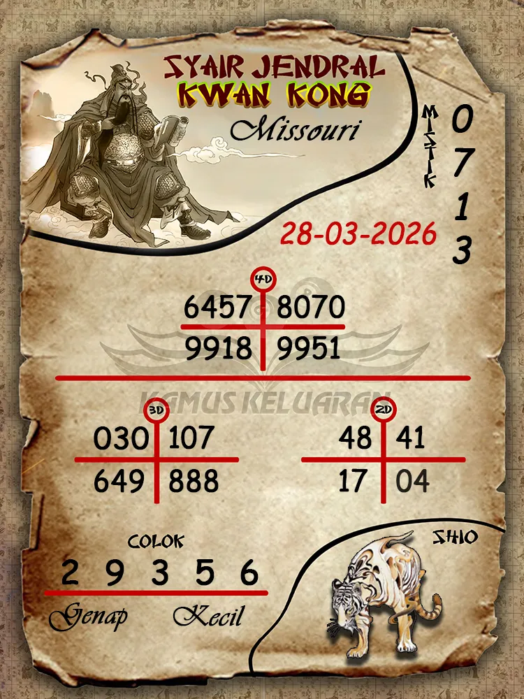 Syair Jendral Kwan Kong Missouri 28 03 2026