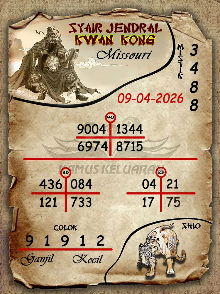Syair Jendral Kwan Kong Missouri 09 04 2026