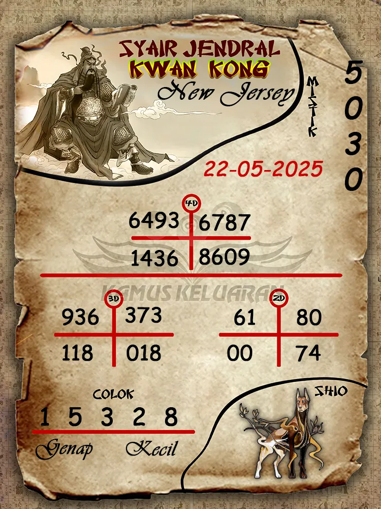 syair jendral kwan kong new jersey 22 05 2025