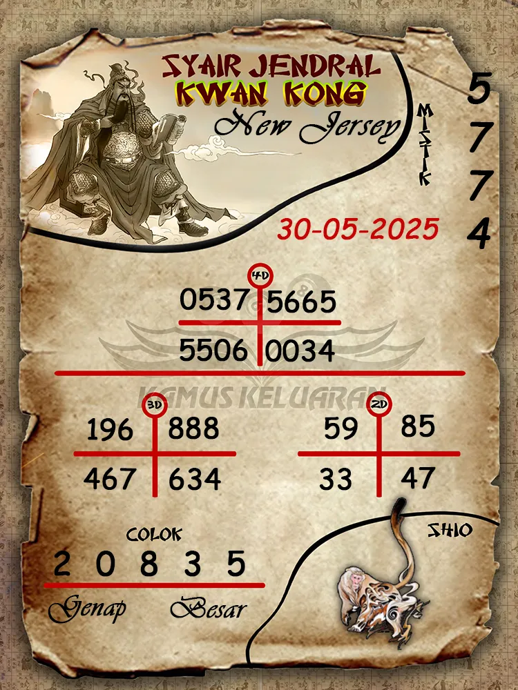 syair jendral kwan kong new jersey 30 05 2025