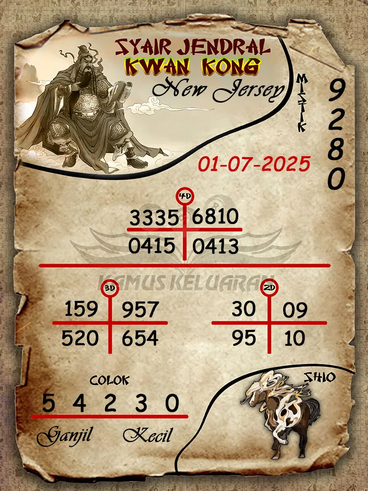 syair jendral kwan kong New Jersey 01 07 2025