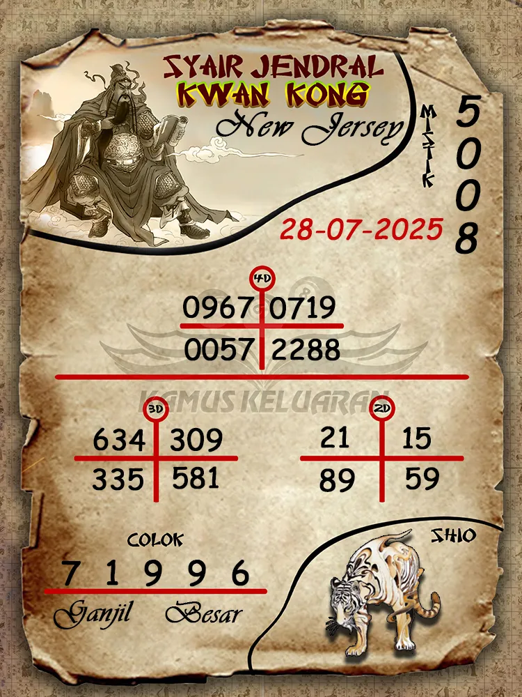 syair jendral kwan kong New Jersey 28 07 2025