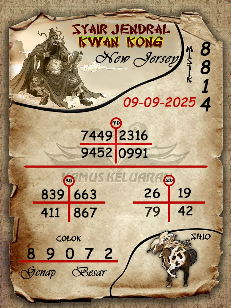 syair jendral kwan kong New Jersey 09 09 2025