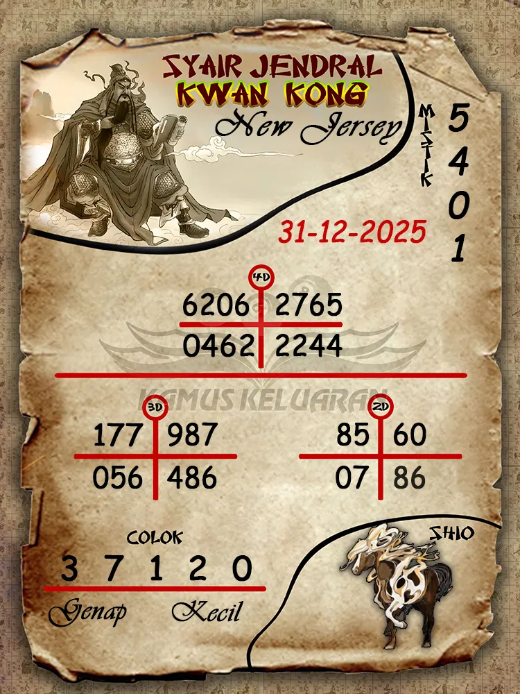 Syair Jendral Kwan Kong New Jersey 31 12 2025
