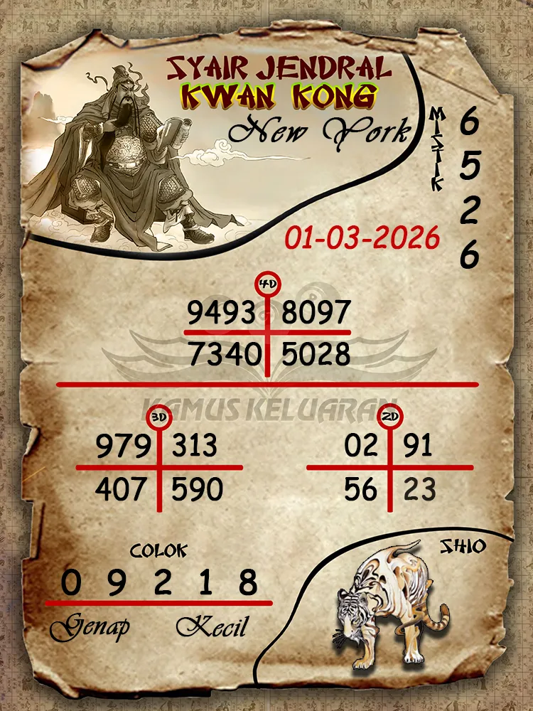 Syair Jendral Kwan Kong New York 01 03 2026