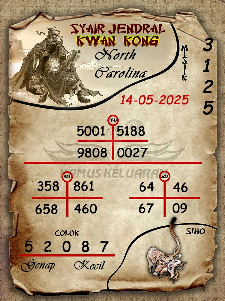 syair jendral kwan kong north carolina 14 05 2025