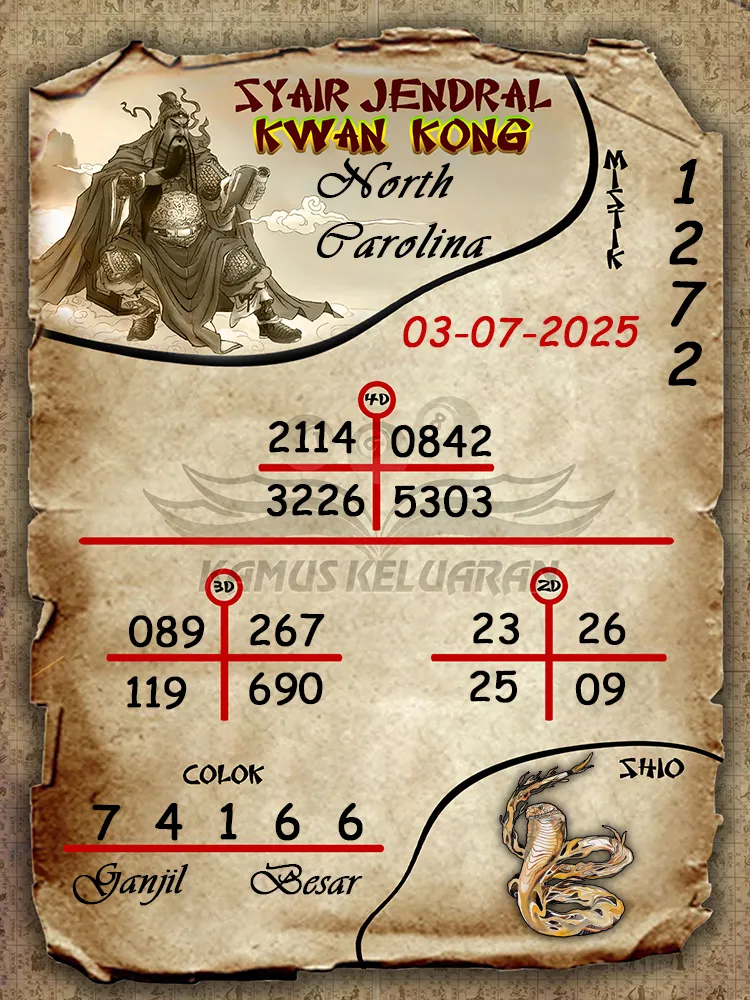 syair jendral kwan kong North Carolina 03 07 2025