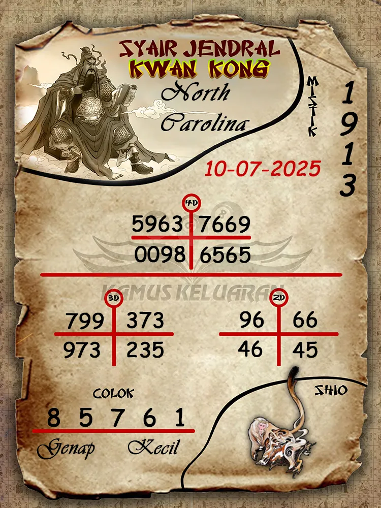syair jendral kwan kong North Carolina 10 07 2025