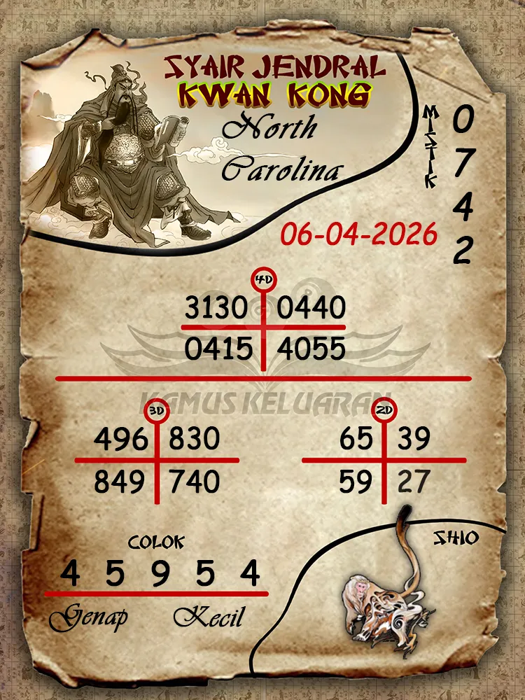 Syair Jendral Kwan Kong North Carolina 06 04 2026