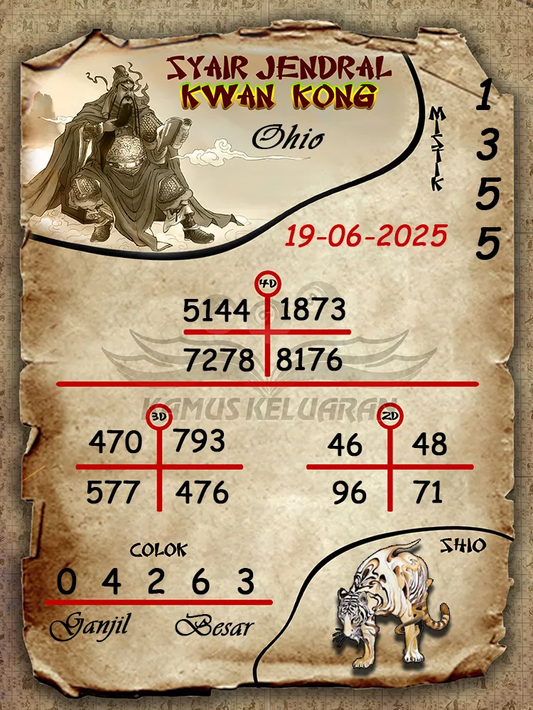 syair jendral kwan kong ohio 19 06 2025