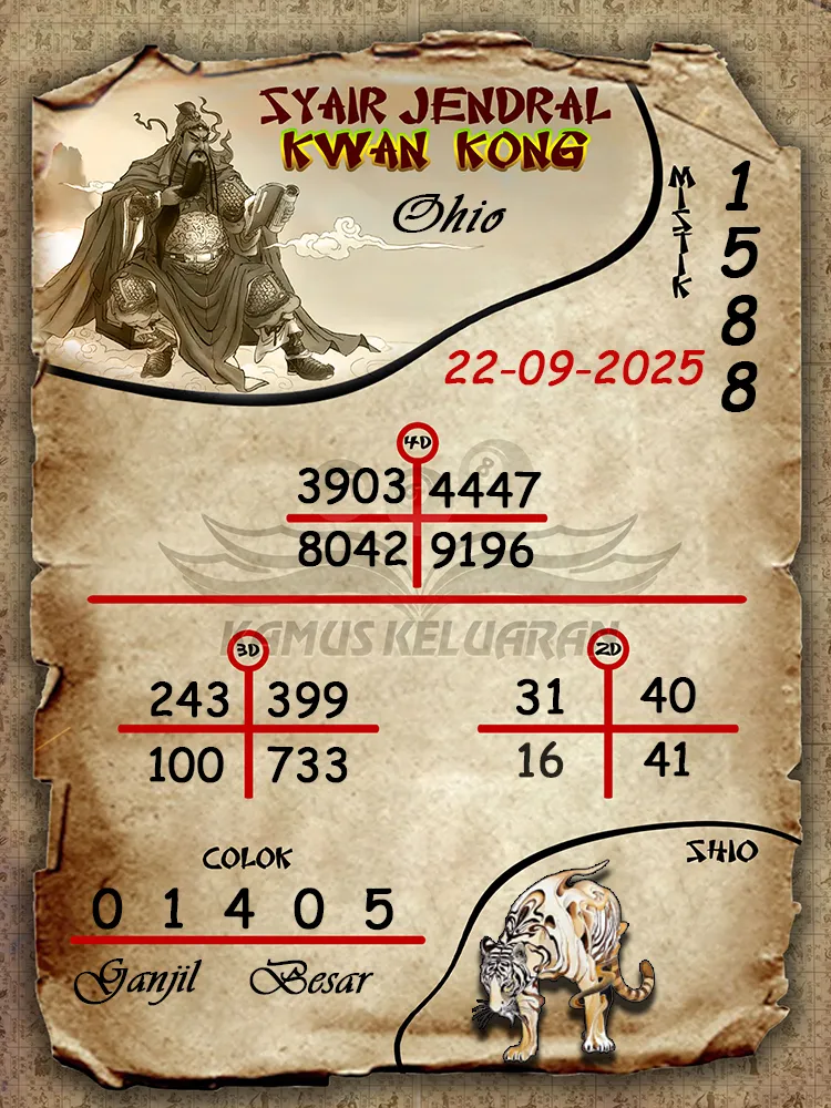 syair jendral kwan kong Ohio 22 09 2025