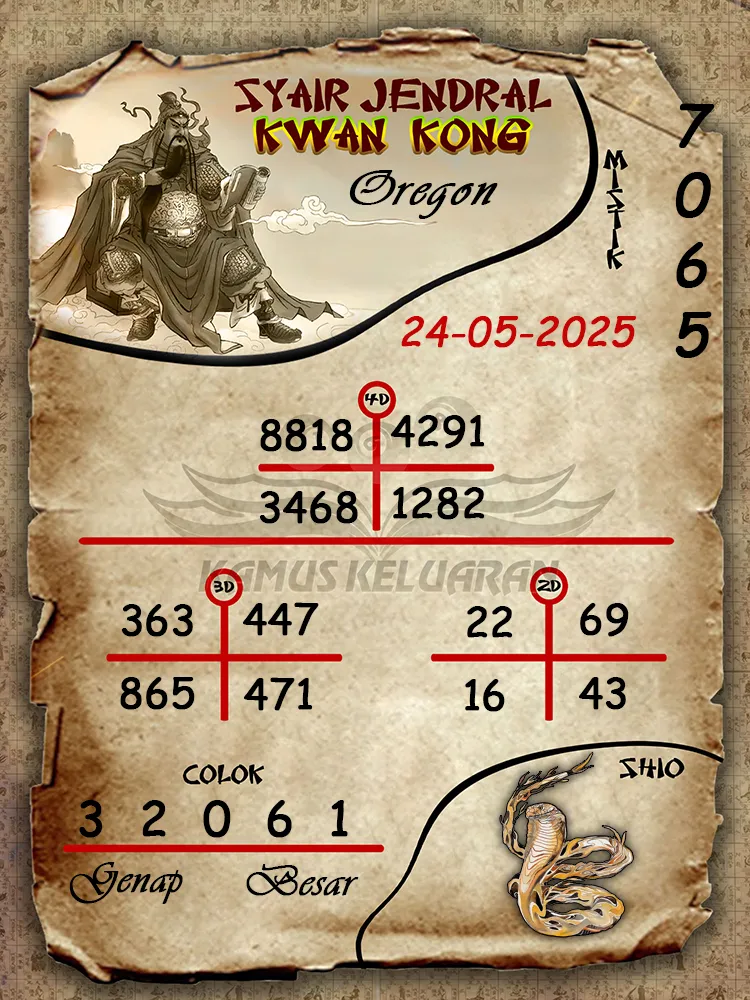 syair jendral kwan kong oregon 24 05 2025