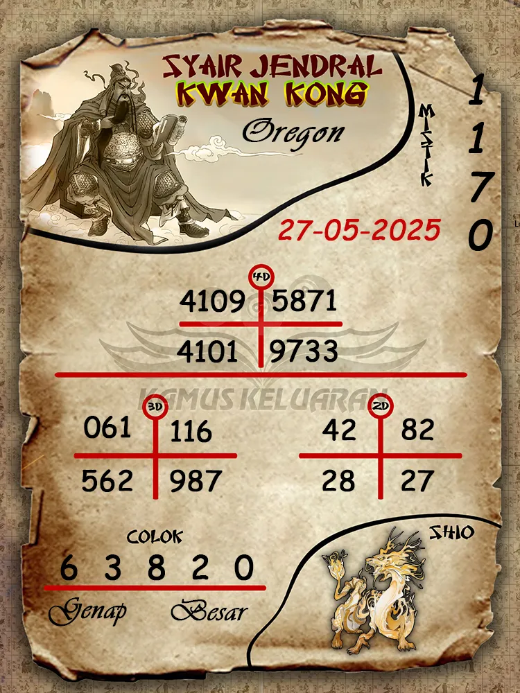syair jendral kwan kong oregon 27 05 2025