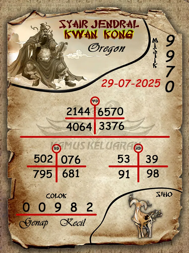 syair jendral kwan kong Oregon 29 07 2025