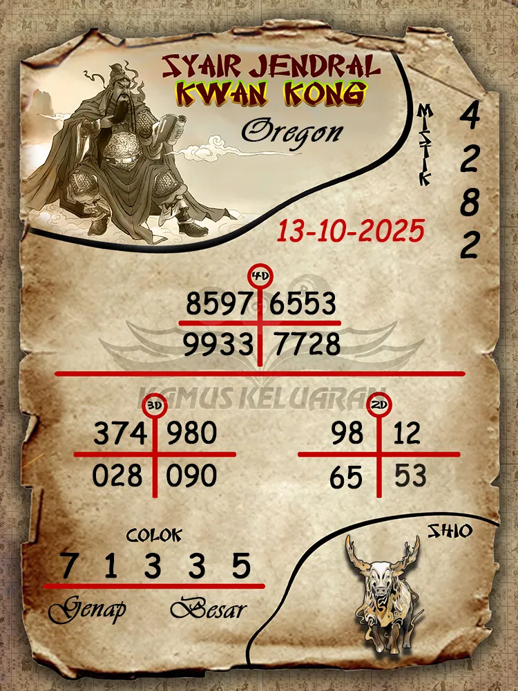 Syair Jendral Kwan Kong Oregon 13 10 2025