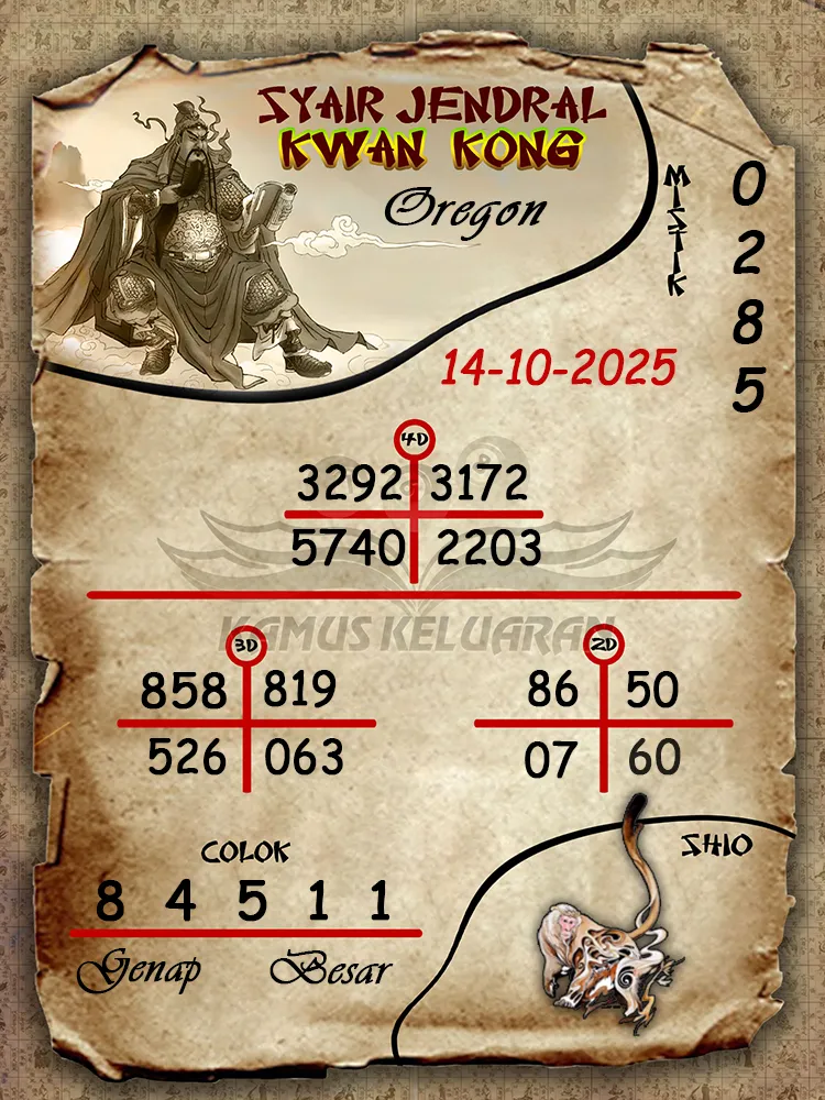 Syair Jendral Kwan Kong Oregon 14 10 2025