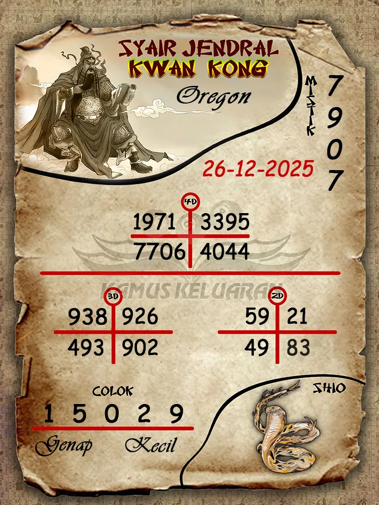 Syair Jendral Kwan Kong Oregon 26 12 2025
