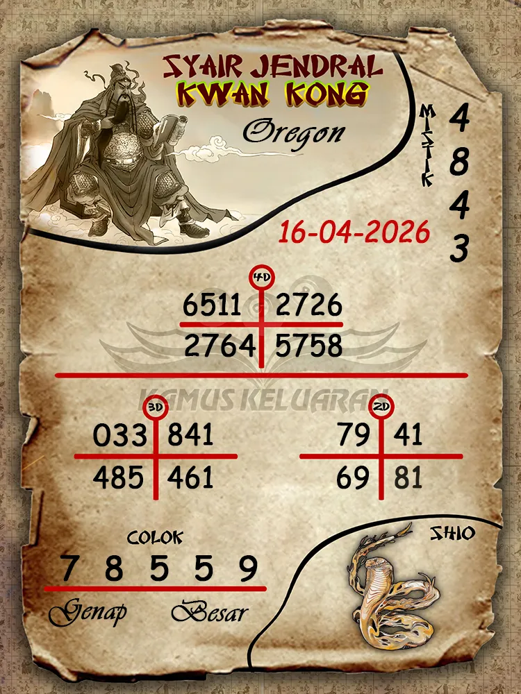 Syair Jendral Kwan Kong Oregon 16 04 2026