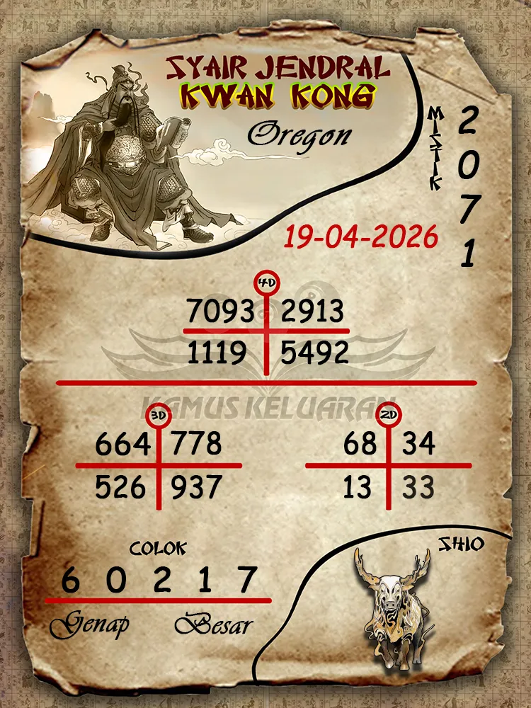 Syair Jendral Kwan Kong Oregon 19 04 2026