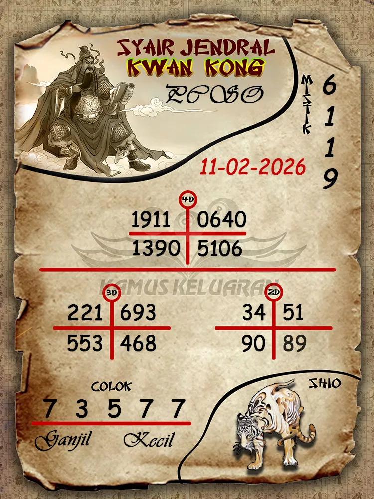 Syair Jendral Kwan Kong PCSO 11 02 2026