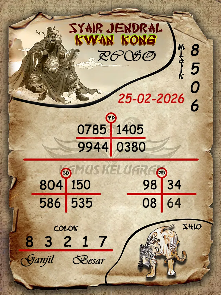 Syair Jendral Kwan Kong PCSO 25 02 2026
