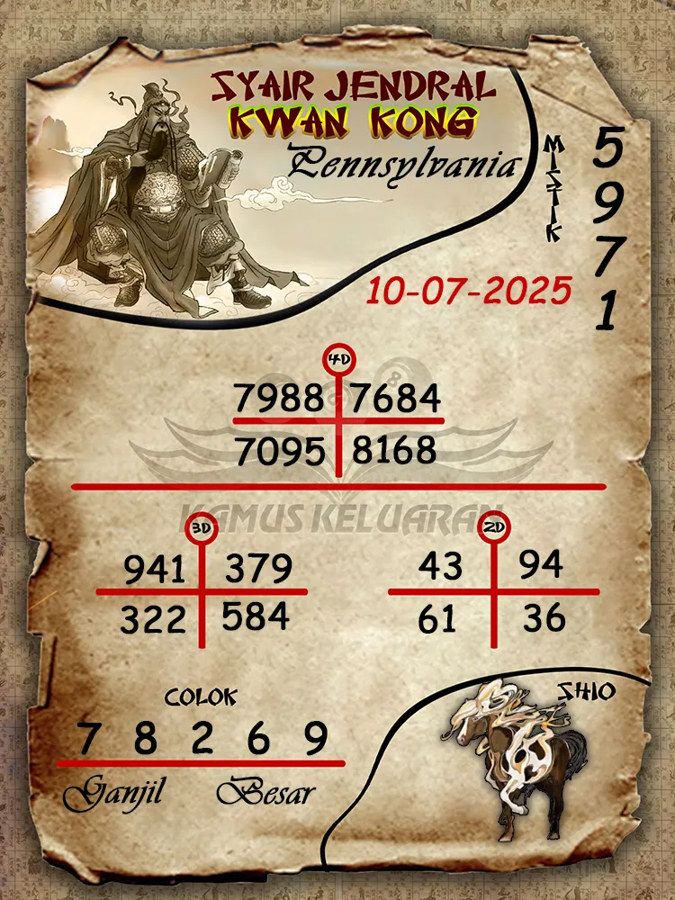 syair jendral kwan kong Pennsylvania 10 07 2025