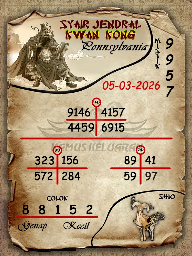 Syair Jendral Kwan Kong Pennsylvania 05 03 2026