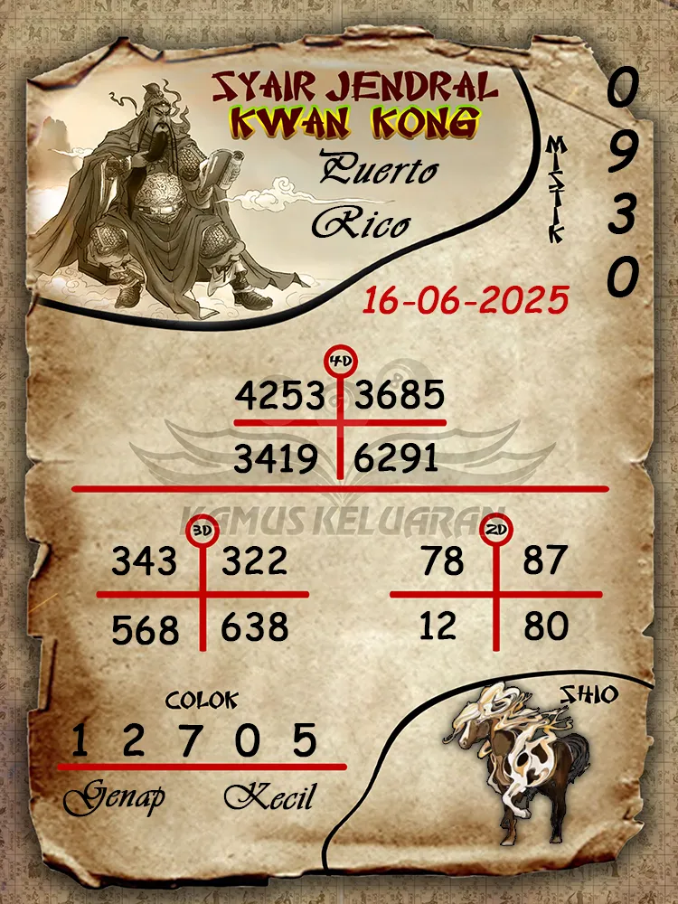 syair jendral kwan kong puerto rico 16 06 2025