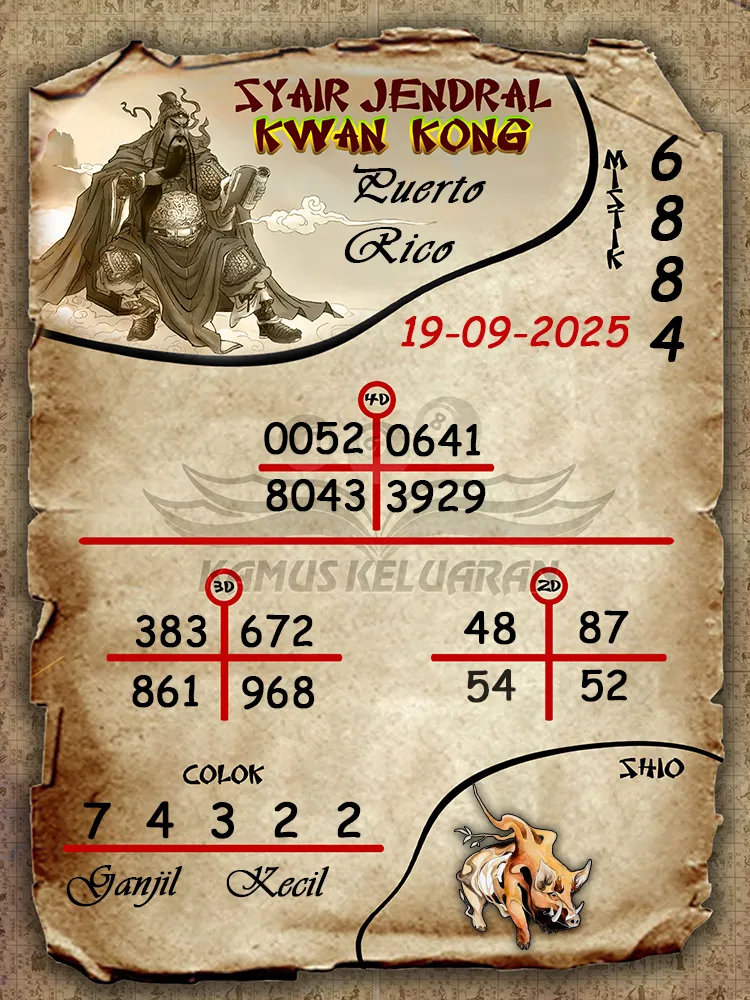 syair jendral kwan kong Puerto Rico 19 09 2025