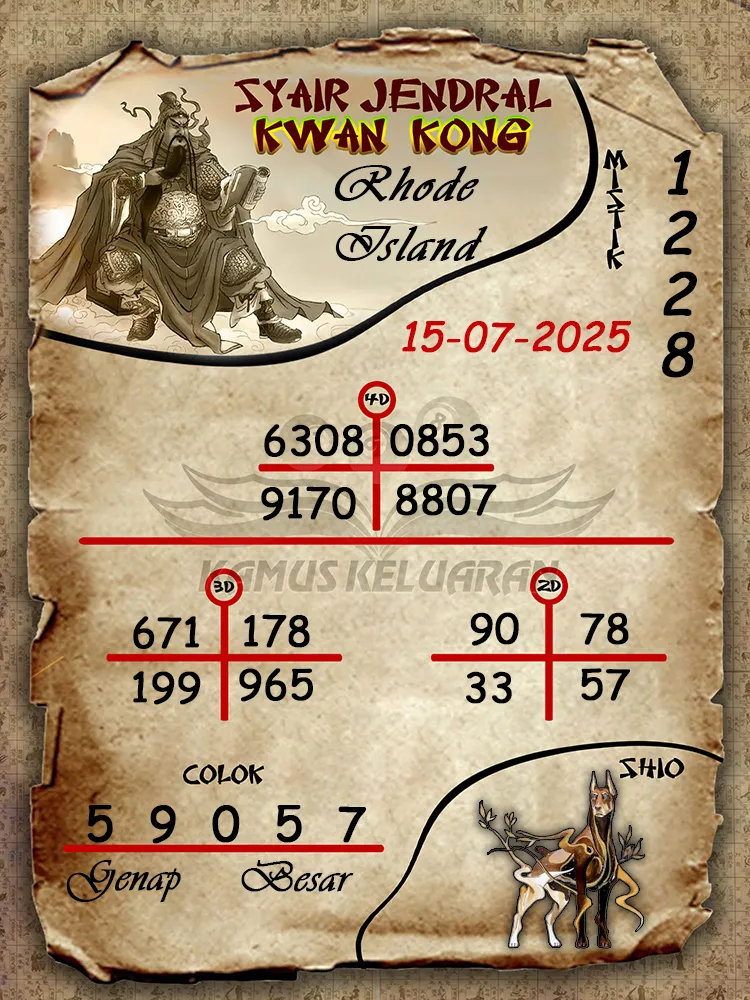 syair jendral kwan kong Rhode Island 15 07 2025