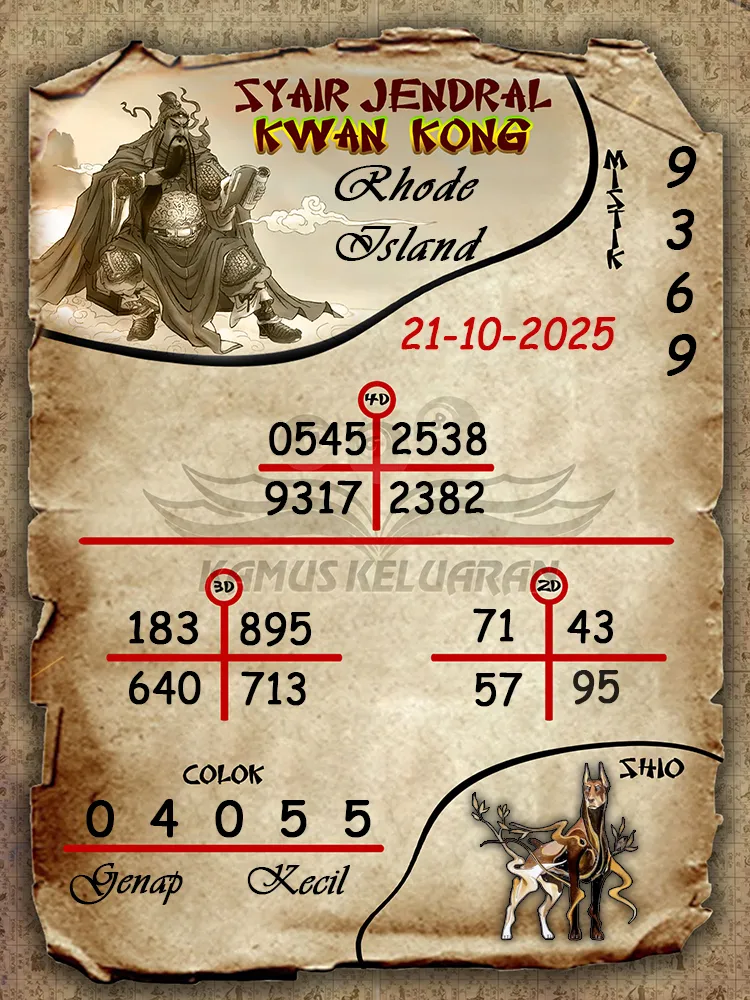 Syair Jendral Kwan Kong Rhode Island 21 10 2025