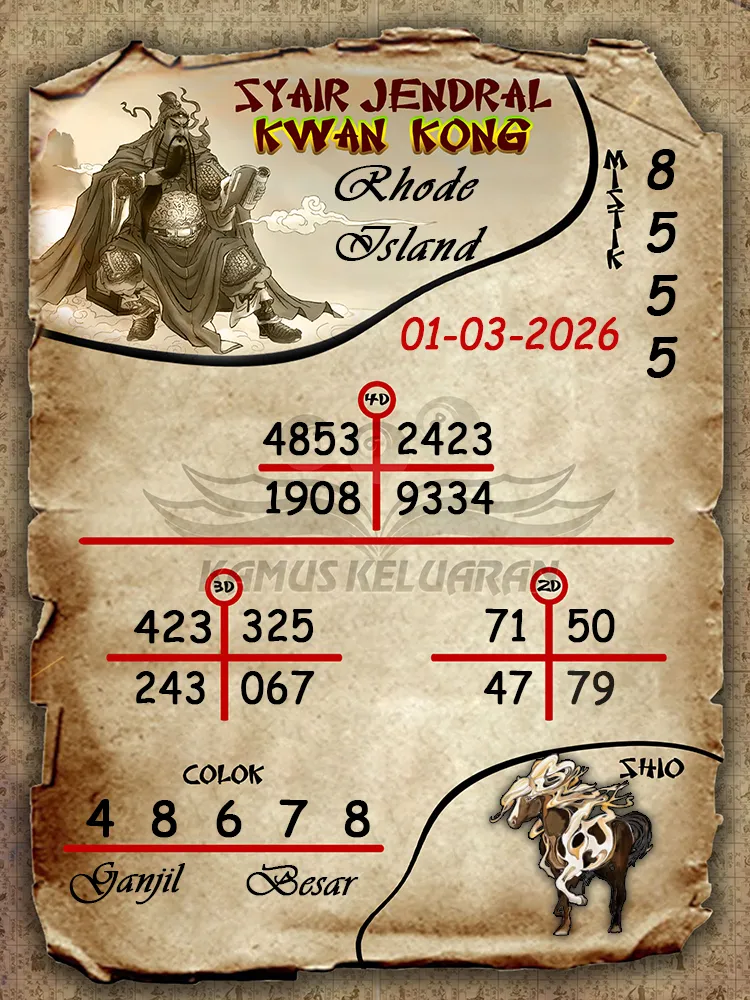 Syair Jendral Kwan Kong Rhode Island 01 03 2026