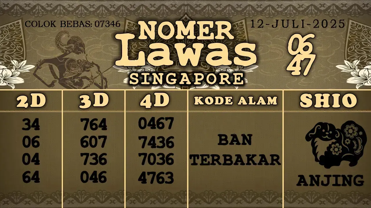 syair Nomer Lawas singapore 12 07 2025