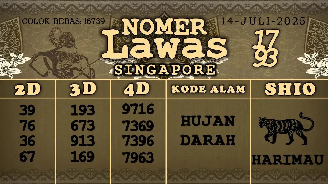 syair Nomer Lawas singapore 14 07 2025