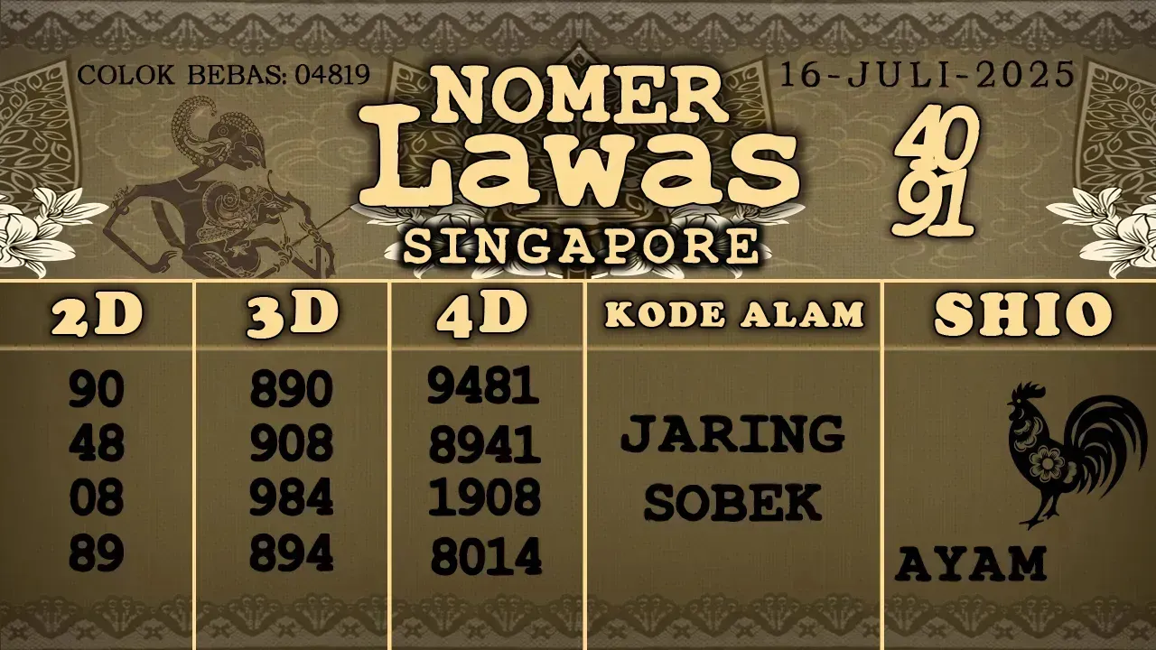 syair Nomer Lawas singapore 16 07 2025