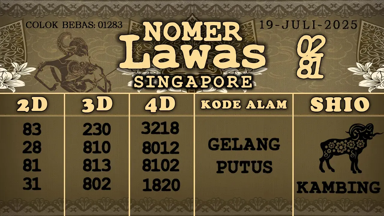 syair Nomer Lawas singapore 19 07 2025