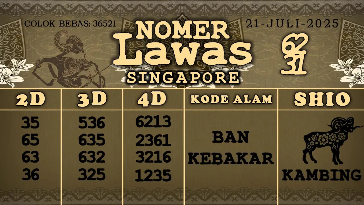 syair Nomer Lawas singapore 21 07 2025