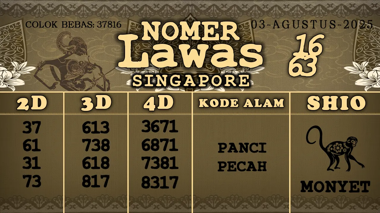 syair Nomer Lawas Singapore 03 08 2025