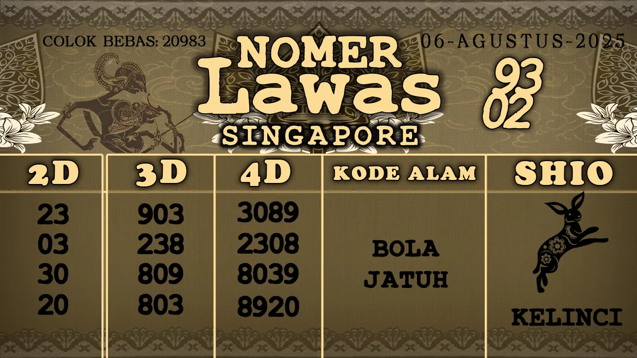 syair Nomer Lawas Singapore 06 08 2025