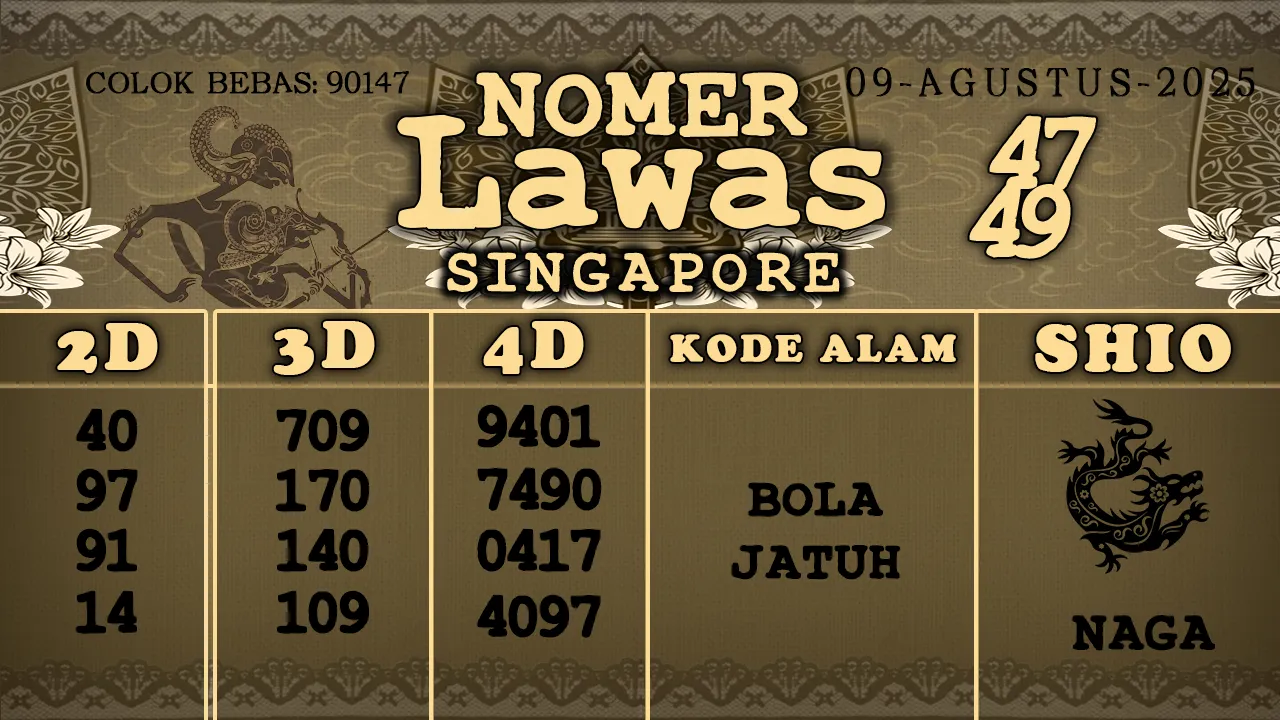 syair Nomer Lawas Singapore 09 08 2025