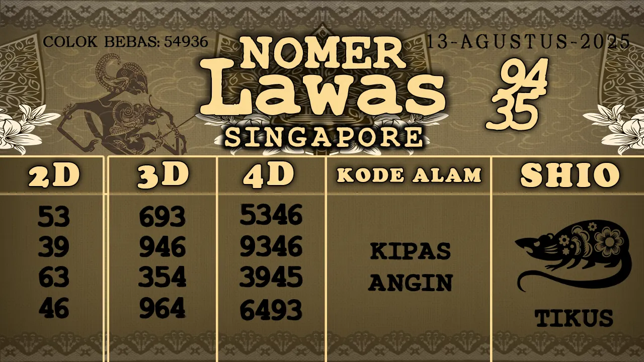 syair Nomer Lawas Singapore 13 08 2025