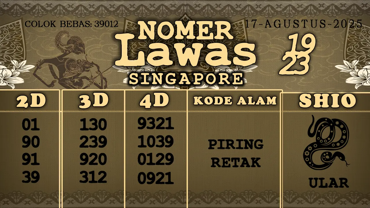 syair Nomer Lawas Singapore 17 08 2025